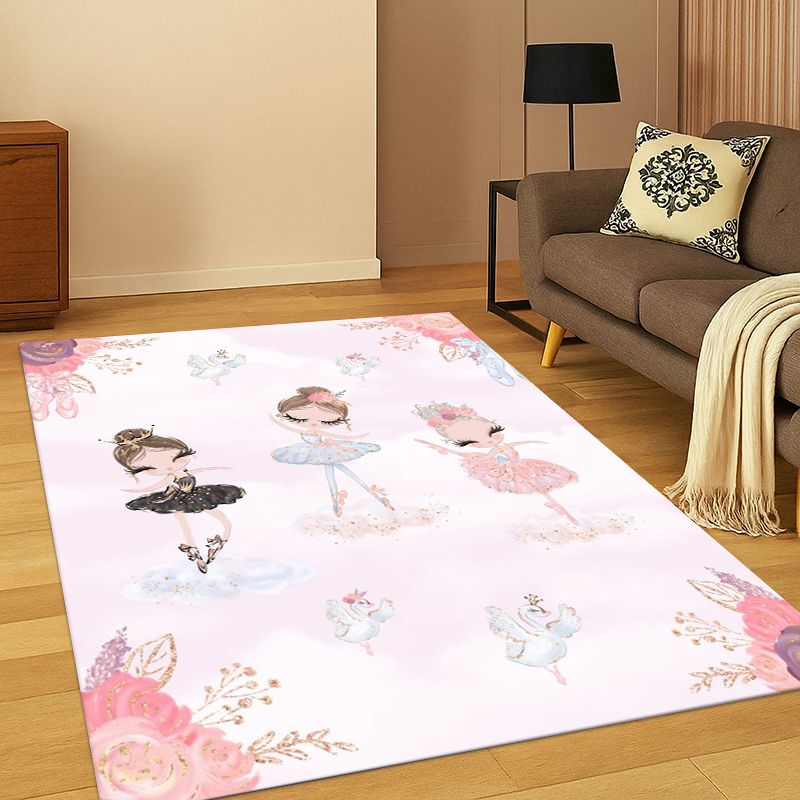 Kids Outdoor Area - 漫画バレエかわいい女の子バレリーナカーペットラグ寝室リビングルームソファプレイルームドアマット家の装飾、子供用エリアラグ滑り止め