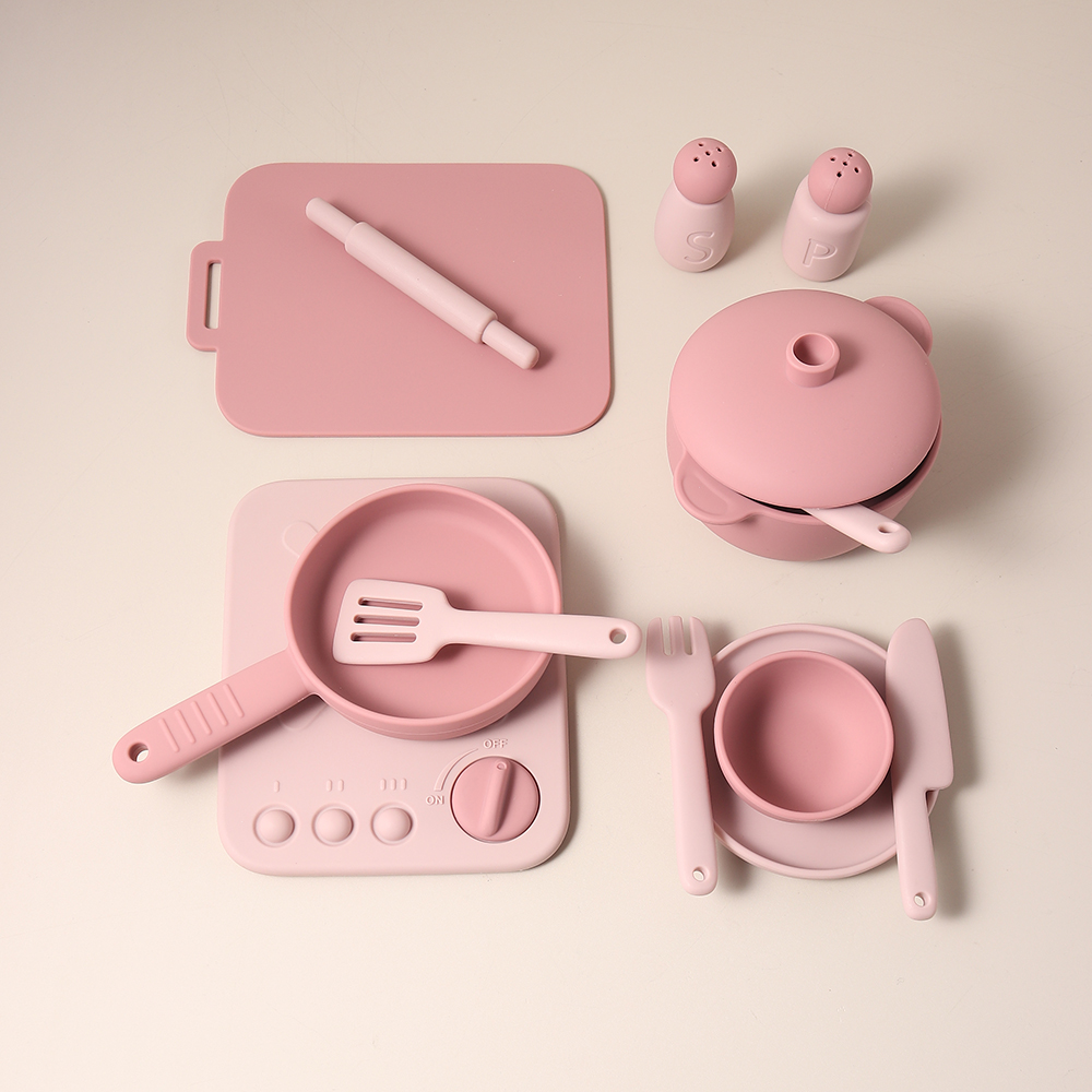 Kids Outdoor Kitchen Accessories - 13点セット シリコン製おままごとセット おもちゃ ごっこ遊び キッチンツール プレイゲーム