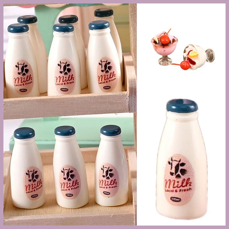 Kids Outdoor Kitchen Accessories - ミニチュア食品模型玩具牛乳瓶ドリンクドールハウスアクセサリー子供のおもちゃドールハウスキッチン装飾品写真撮影の小道具