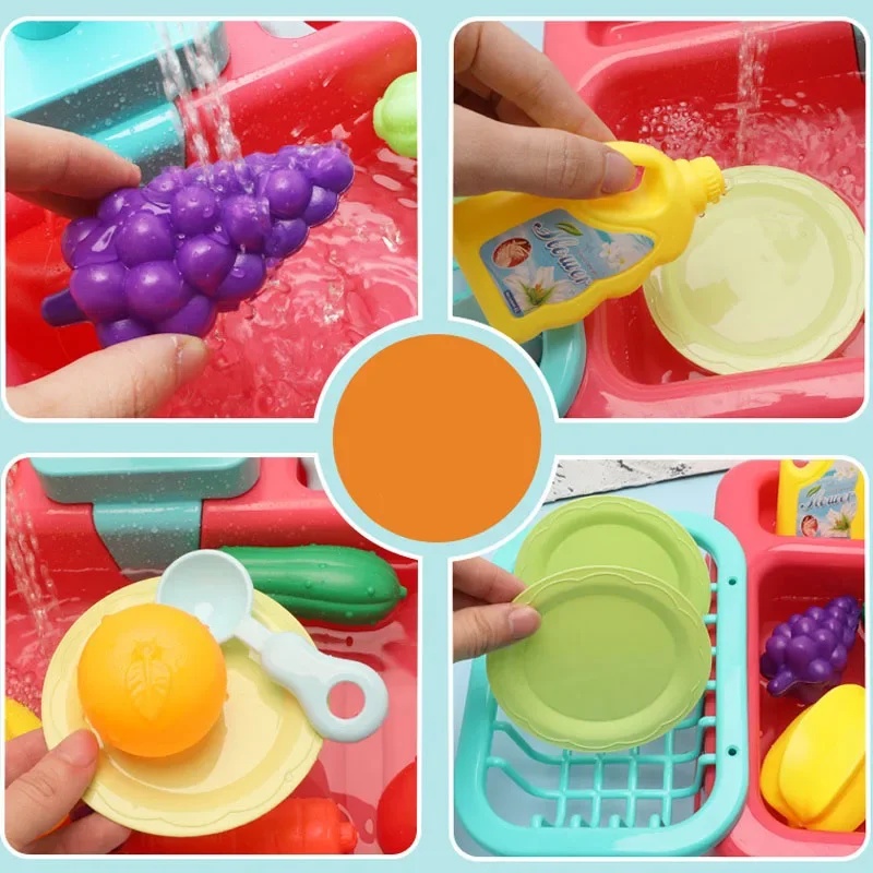 キッチンおもちゃ プラスチック製食器洗いシンクセット、子供向 - Kids Outdoor Kitchen Accessories のレビューと価格
