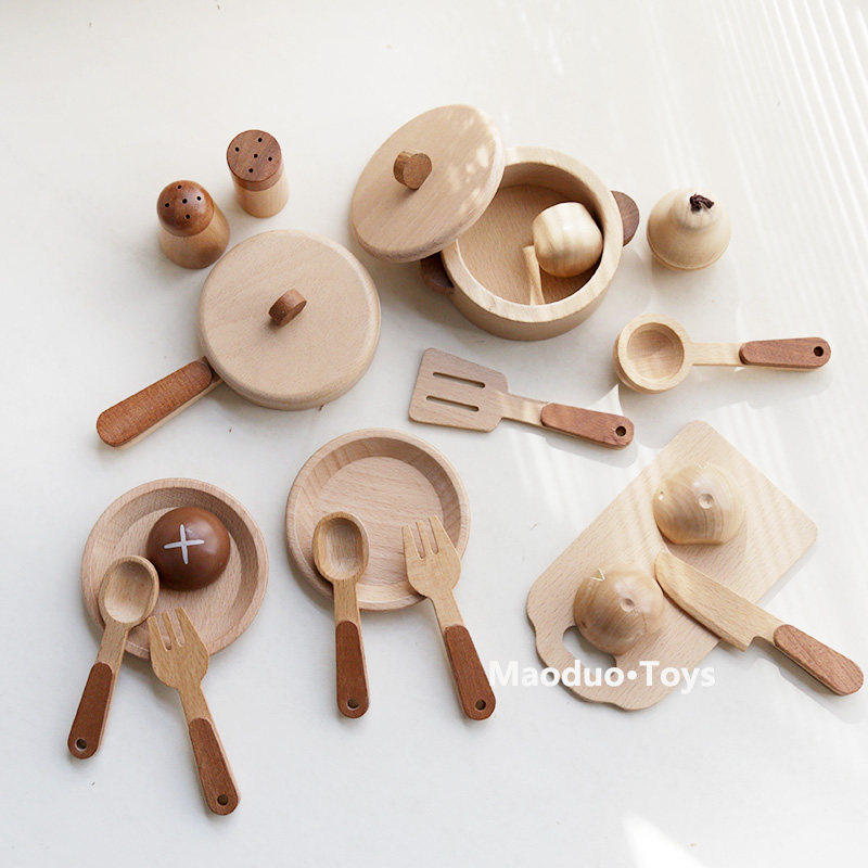 マオドゥオ おもちゃ ブナ材製 キッズキッチン プレイセット - Kids Outdoor Kitchen Accessories のレビューと価格