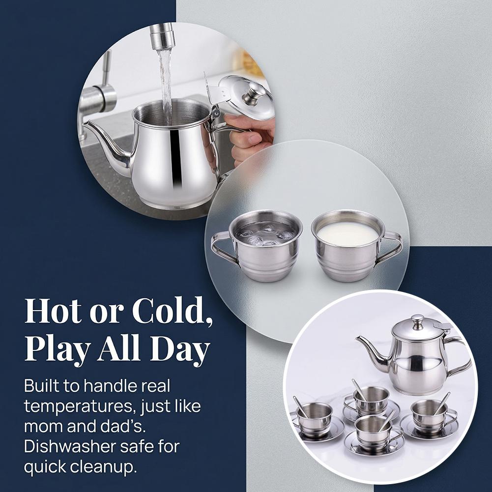 キッズステンレススチールティーセットごっこ遊びキッチンおもち - Kids Outdoor Kitchen Accessories のレビューと価格